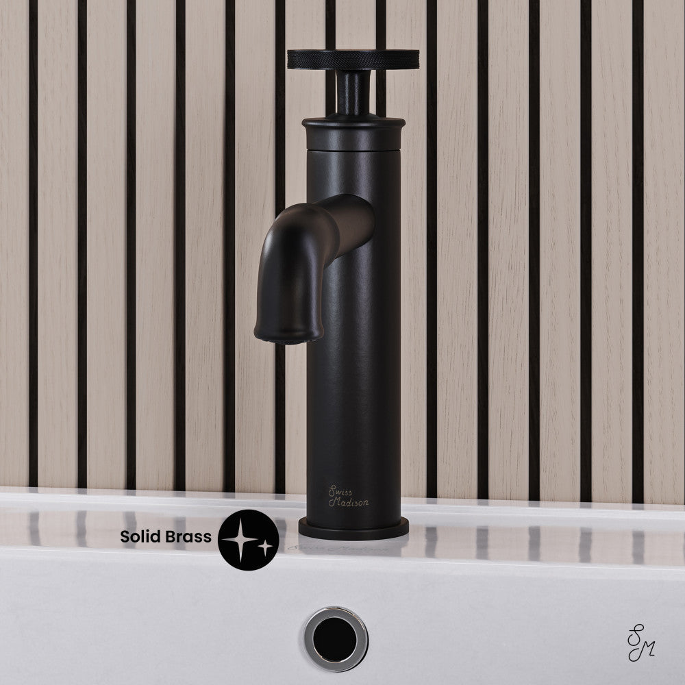 Swiss Madison Avallon Single Hole, Single-Handle Wheel, Bathroom Faucet in Matte Black