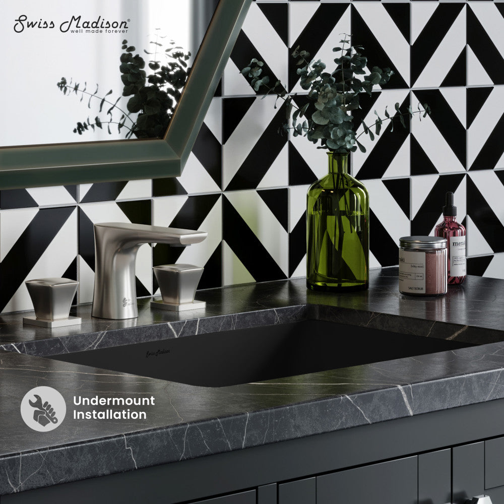 Swiss Madison Plaisir 22" Ceramic Undermount Bathroom Sink in Matte Black
