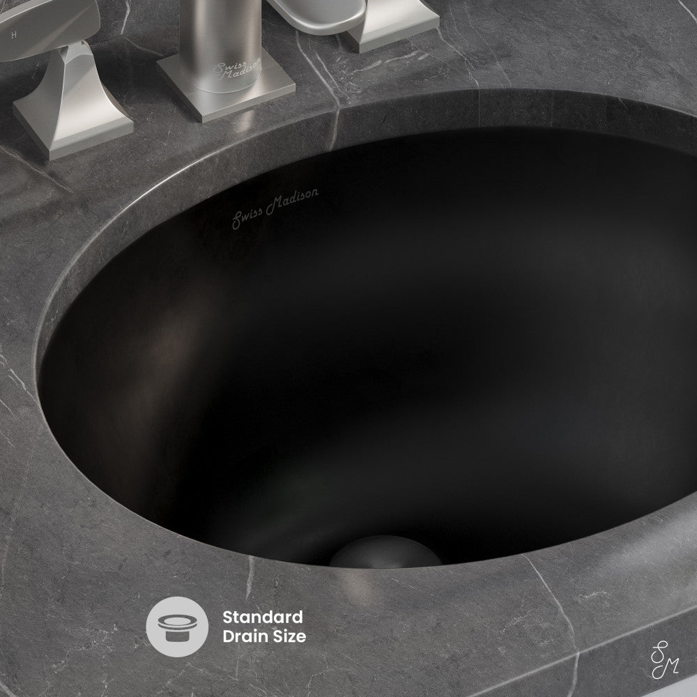 Swiss Madison Monaco 19" Ceramic Undermount Bathroom Sink in Matte Black