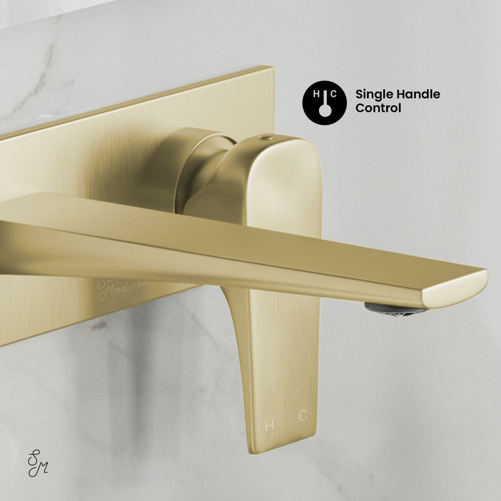Swiss Madison Monaco Single-Handle, Wall-Mount, Bathroom Faucet in Brushed Gold