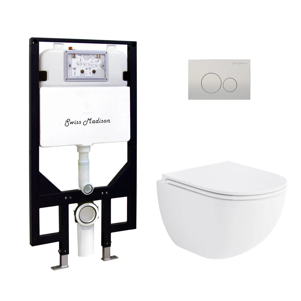 Swiss Madison Swiss Madison Well Made Forever SM-WK449-01W - St. Tropez Wall Hung Toilet Bundle, Glossy White