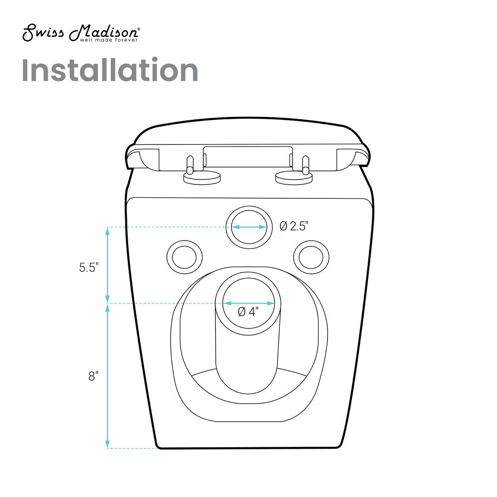 Swiss Madison St. Tropez Wall-Hung Toilet Bundle 0.8/1.6 GPF Dual Flush in Glossy White with Black Flush Plate
