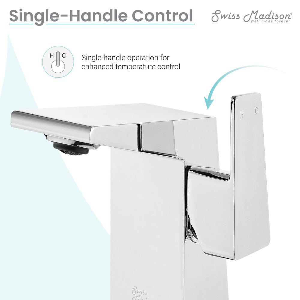 Swiss Madison Carre Single Hole, Single-Handle, Bathroom Faucet in Chrome