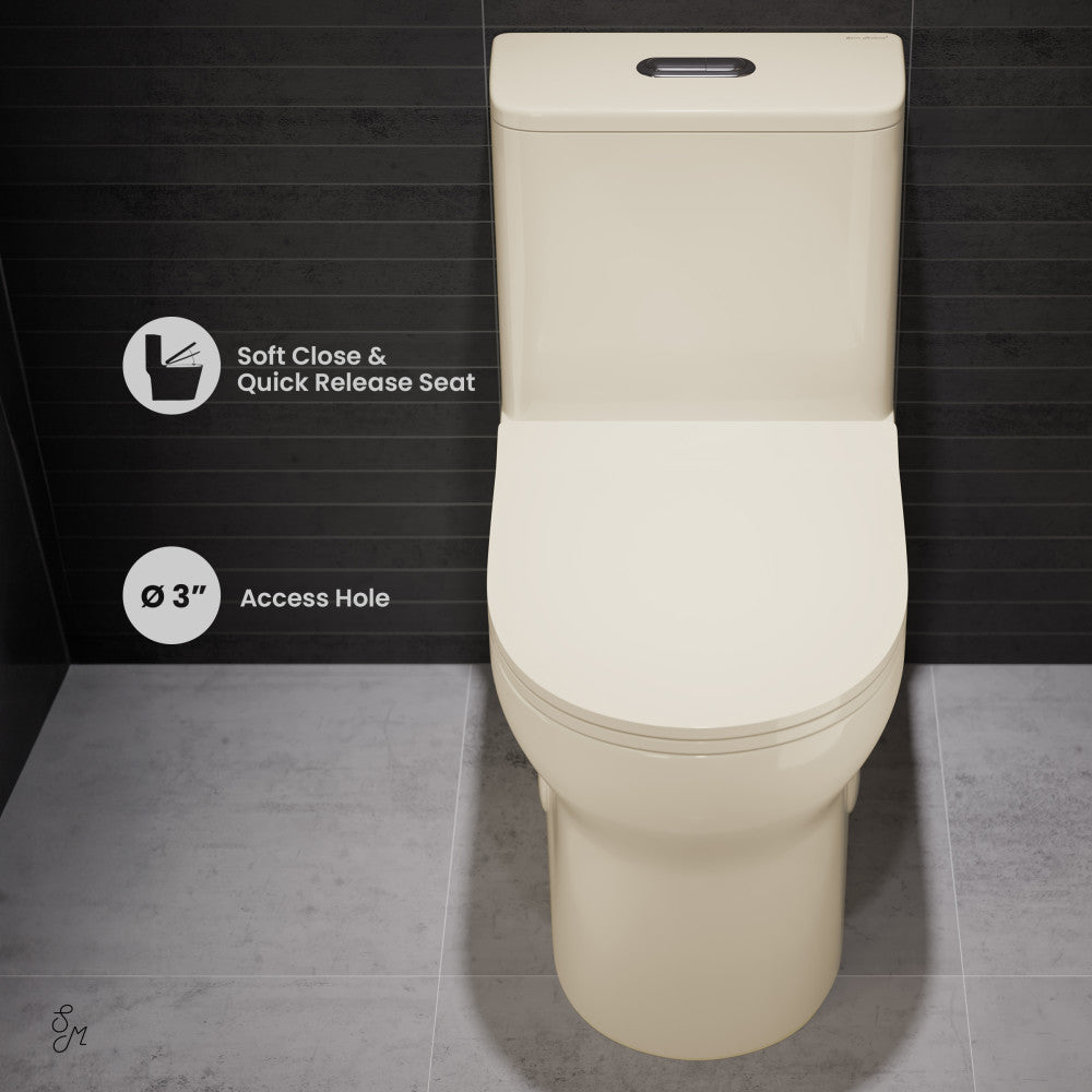Swiss Madison Burdon One Piece Elongated Toilet Dual Flush 1.1/1.6 gpf in Bisque