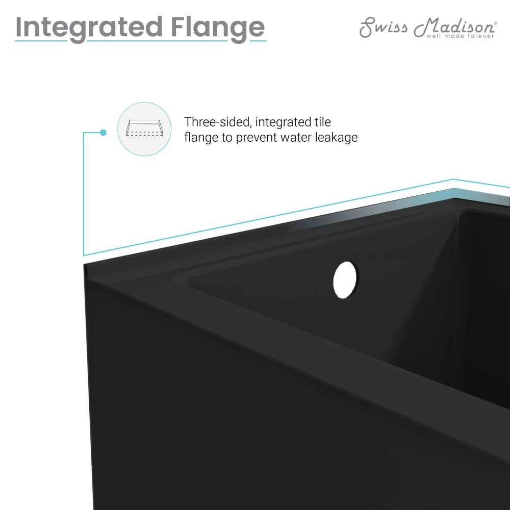 Swiss Madison Voltaire 48" x 32" Left-Hand Drain Alcove Bathtub with Apron in Matte Black