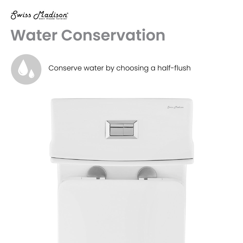 Swiss Madison Concorde One Piece Square Toilet Dual Flush 1.1/1.6 gpf with 10" Rough In