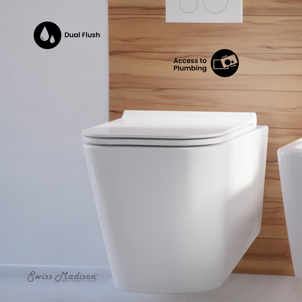 Swiss Madison Concorde Wall-Hung Square Toilet Bowl