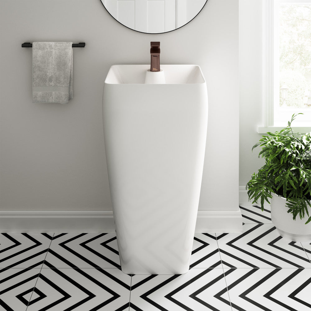 Swiss Madison Carre One Piece Pedestal Sink