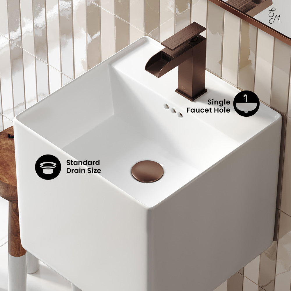 Swiss Madison Pur 16.5" Square Wall-Mount Bathroom Sink