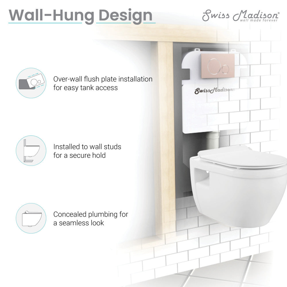 Swiss Madison Swiss Madison Well Made Forever SM-WK450-01C - Ivy Wall Hung Elongated Toilet Bundle, Glossy White