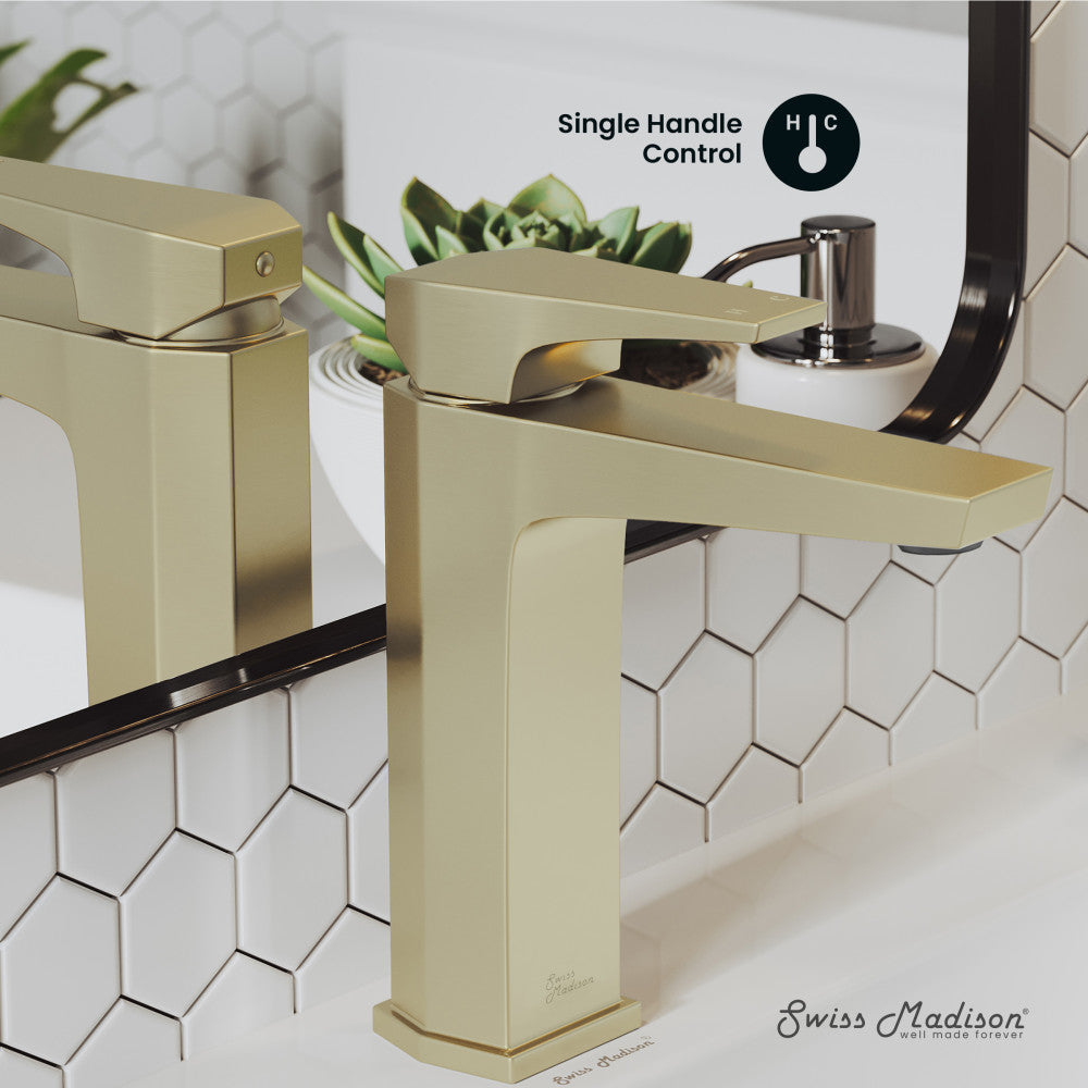 Swiss Madison Voltaire Single Hole, Single-Handle, Bathroom Faucet in Brushed Gold