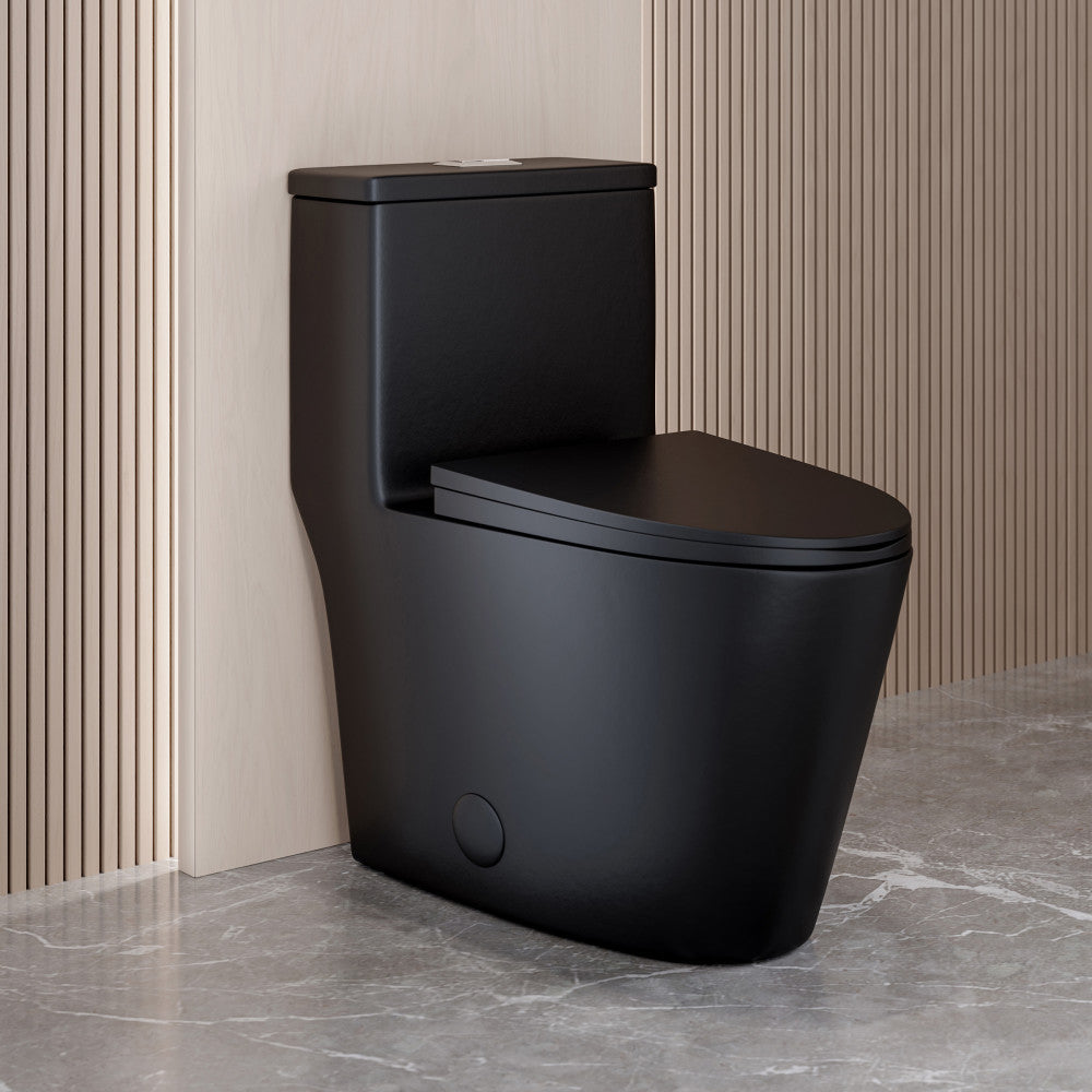 Swiss Madison Dreux One Piece Elongated Dual Flush Toilet with 0.95/1.26 GPF in Matte Black