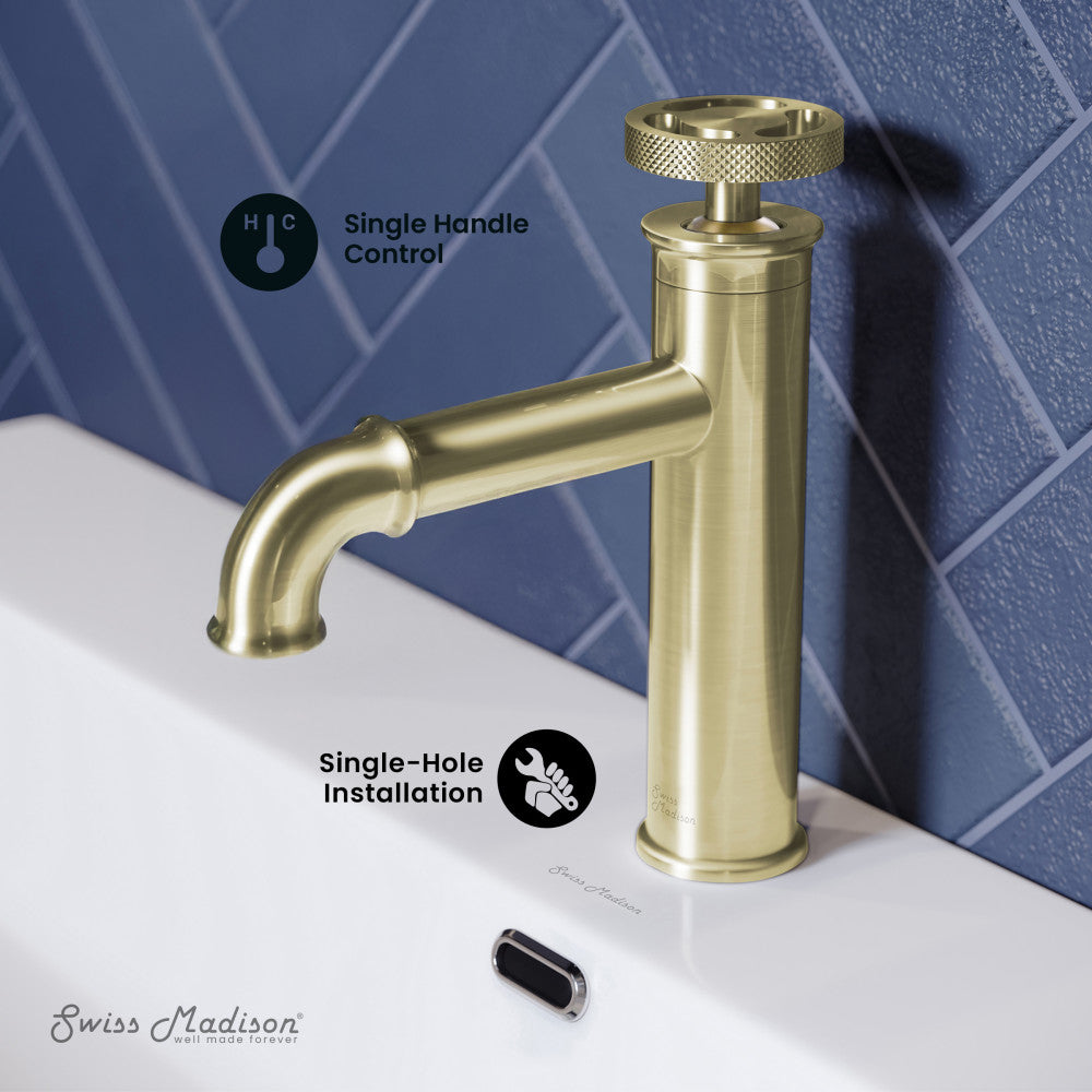 Swiss Madison Avallon Single Hole, Single-Handle Wheel, Bathroom Faucet in Brushed Gold