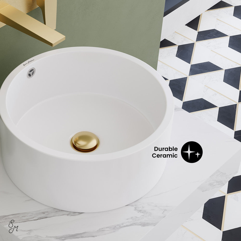 Swiss Madison Monaco 24" Floating Bathroom Shelf with Vessel Sink in White Marble