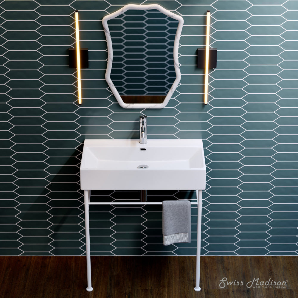 Swiss Madison Claire 30" White Basin Matte White Legs