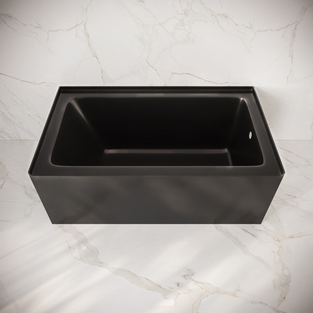 Swiss Madison Voltaire 54 x 30 Skirted Right Drain Soaking Apron Bathtub in Glossy Black
