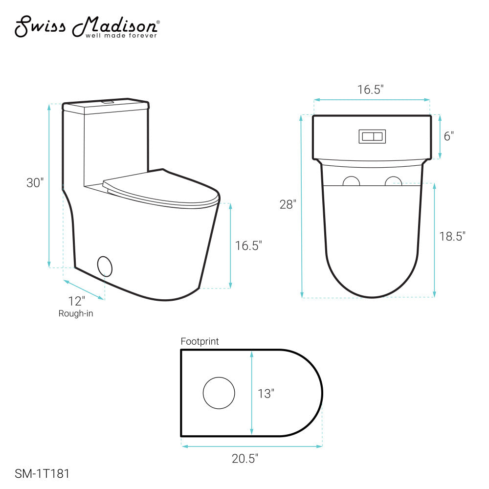 Swiss Madison Dreux One Piece Elongated Dual Flush Toilet with 0.95/1.26 GPF