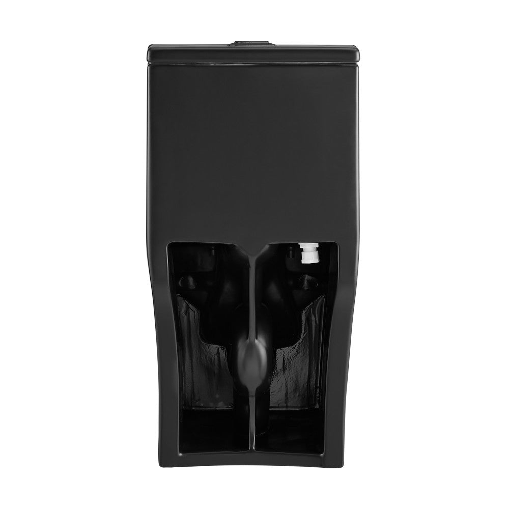 Swiss Madison Concorde One Piece Square Toilet Dual Flush in Matte Black, Black Hardware 1.1/1.6 gpf