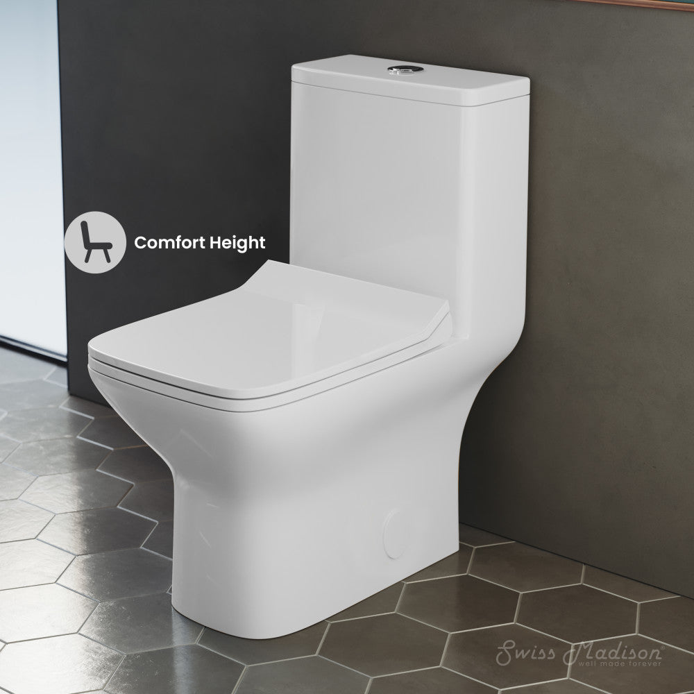 Swiss Madison Carre One-Piece Square Toilet Dual-Flush 1.1/1.6 gpf with 10" Rough-In