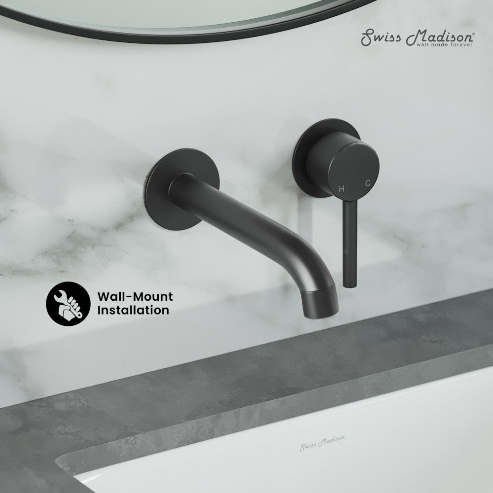 Swiss Madison Ivy Single-Handle Wall Mount Bathroom Faucet in Matte Black