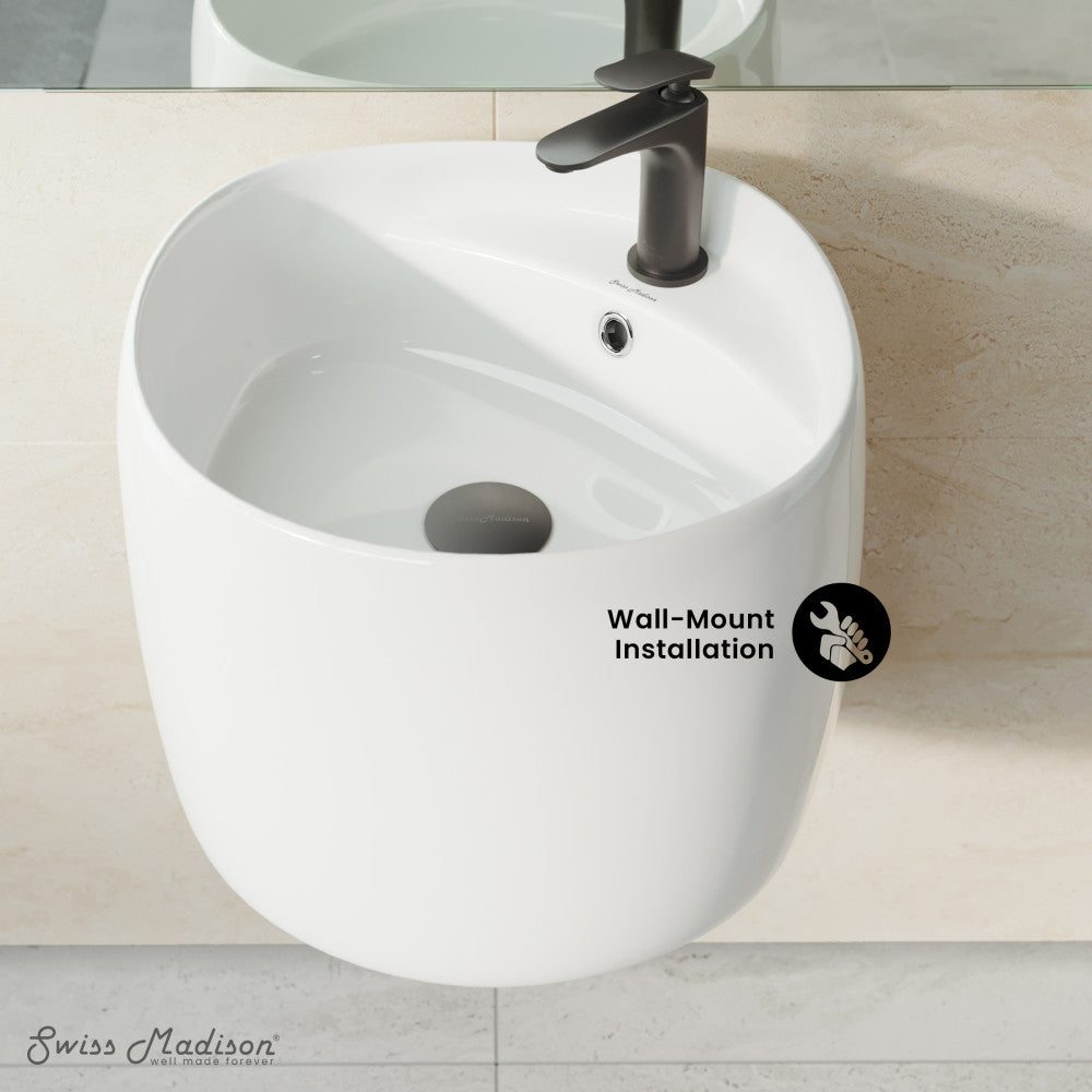 Swiss Madison Ivy 18 in. Ceramic Glossy White Wall Mount Sink