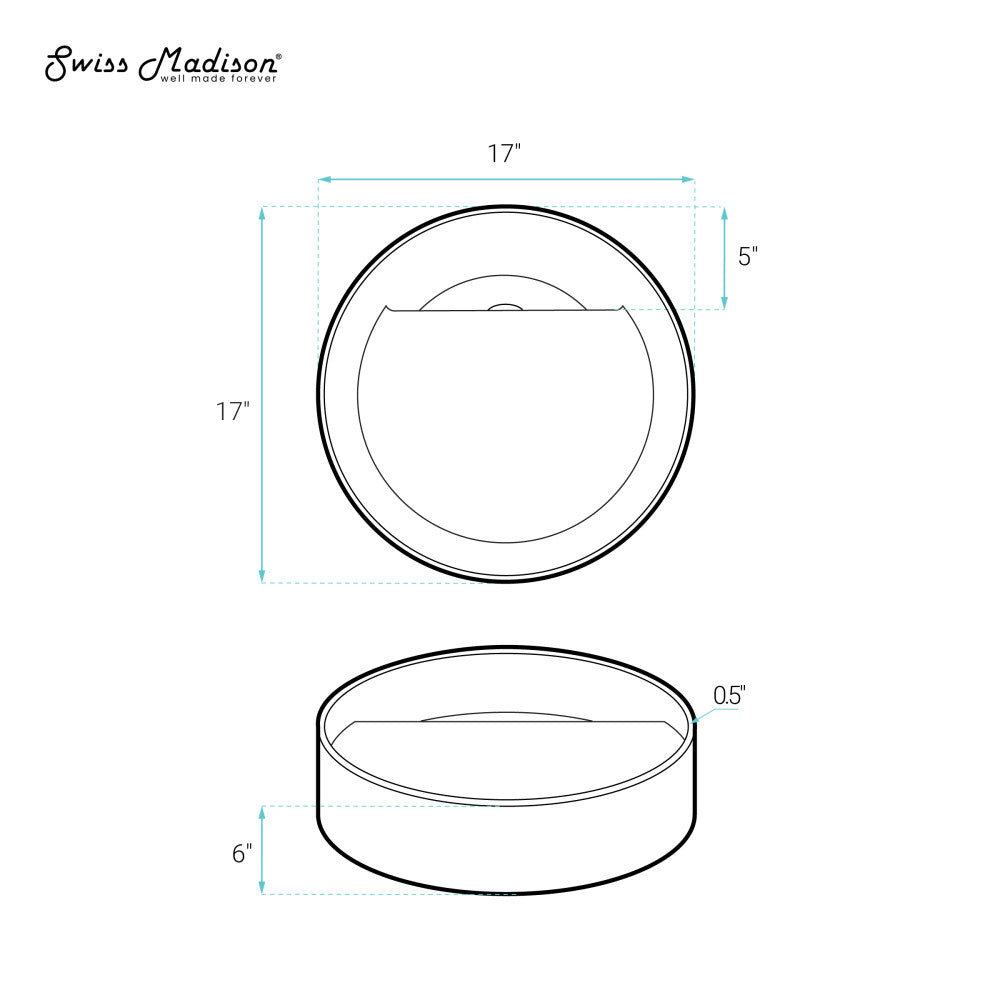 Swiss Madison Beau 16.5" Round Vessel Bathroom Sink in Matte White