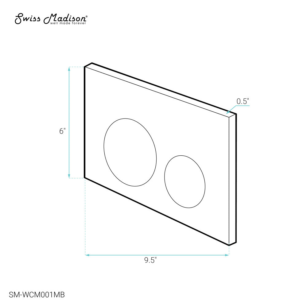 Swiss Madison Wall Mount Dual Flush Metal Actuator plate in Matte Black