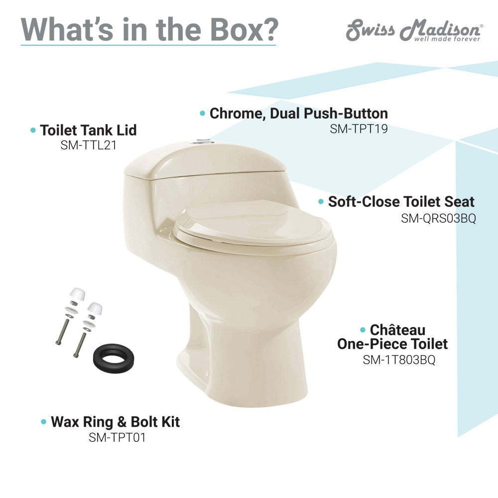 Swiss Madison Chateau One-Piece Elongated Dual-Flush Toilet in Bisque 1.1/1.6 gpf