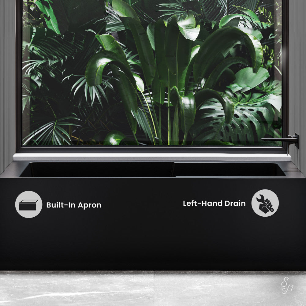 Swiss Madison Voltaire 60" x 32" Right-Hand Drain Alcove Bathtub with Apron in Matte Black