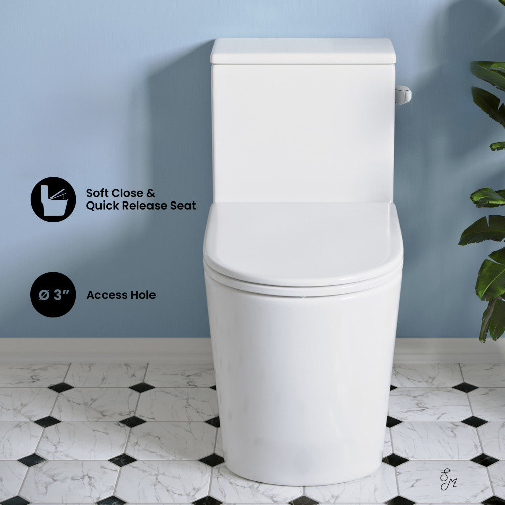 Swiss Madison Liberte One-Piece 12" Rough-in 1.28 GPF Right-Hand Flush Elongated ADA Toilet in Glossy White