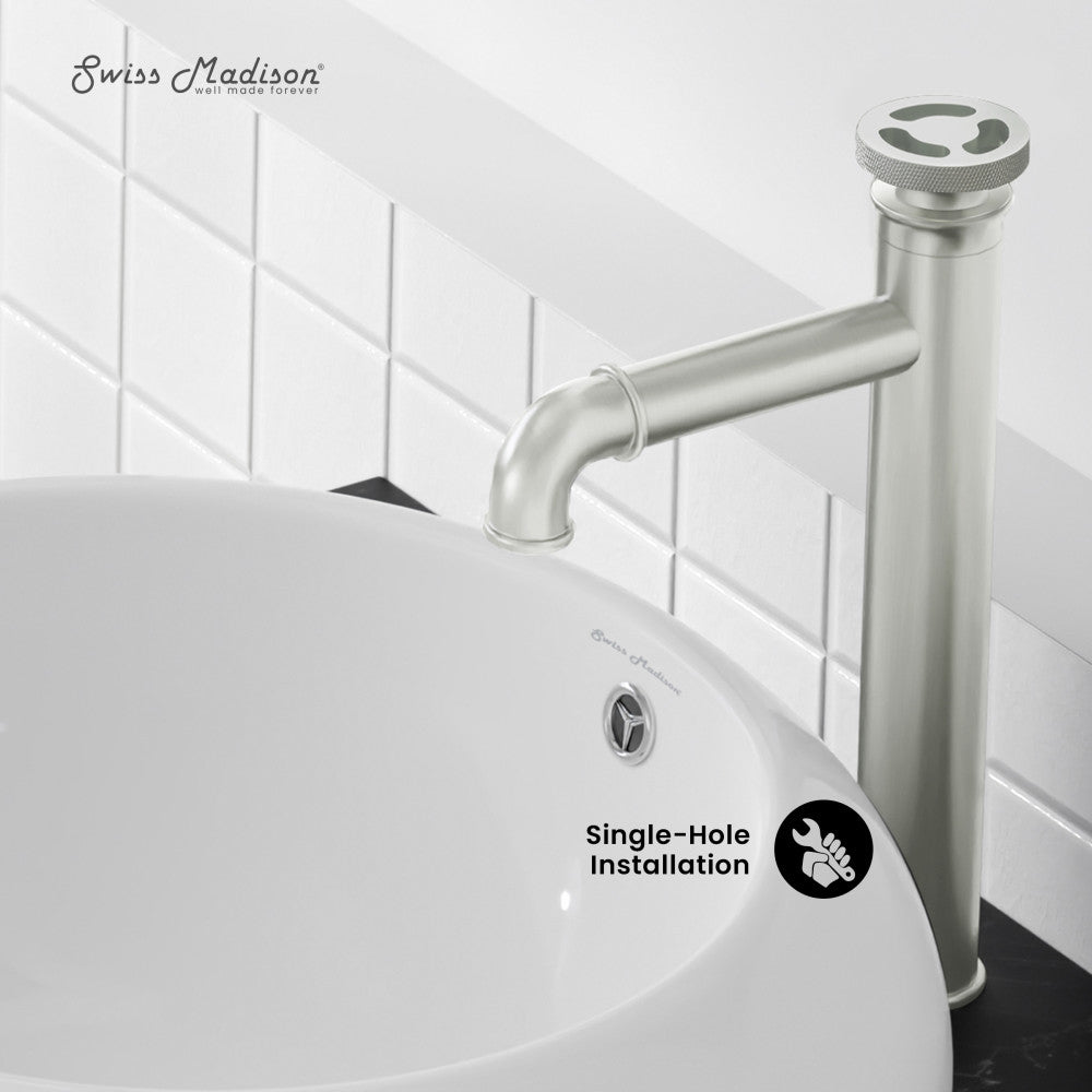Swiss Madison Avallon Single Hole, Single-Handle Wheel, High Arc Bathroom Faucet in Brushed Nickel