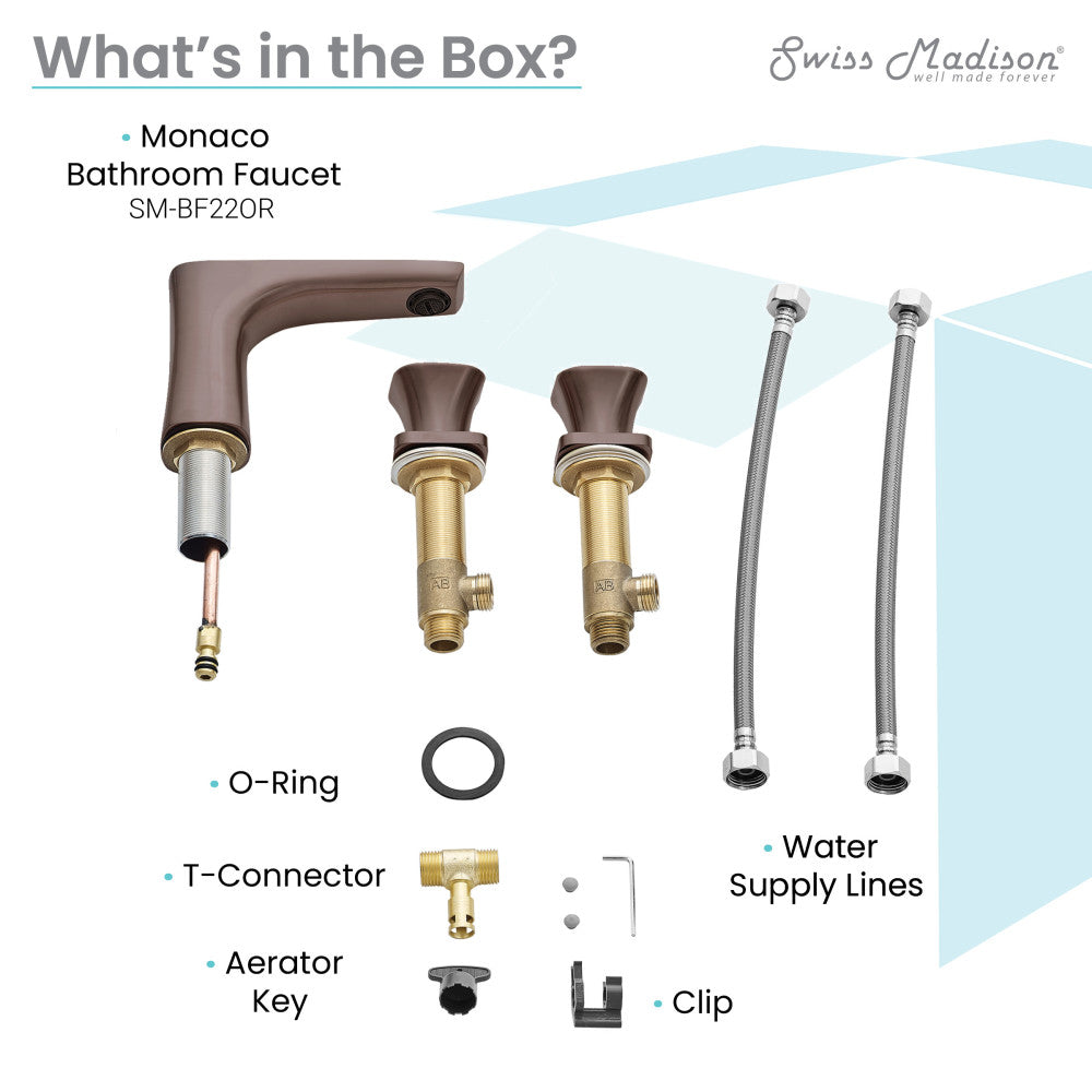 Swiss Madison Monaco 8 in. Widespread, 2-Handle, Bathroom Faucet in Oil Rubbed Bronze