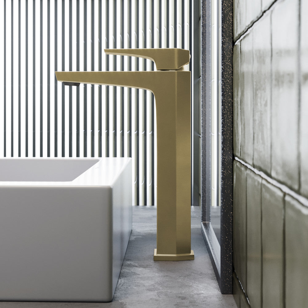 Swiss Madison Voltaire Single Hole, Single-Handle, High Arc Bathroom Faucet in Brushed Gold