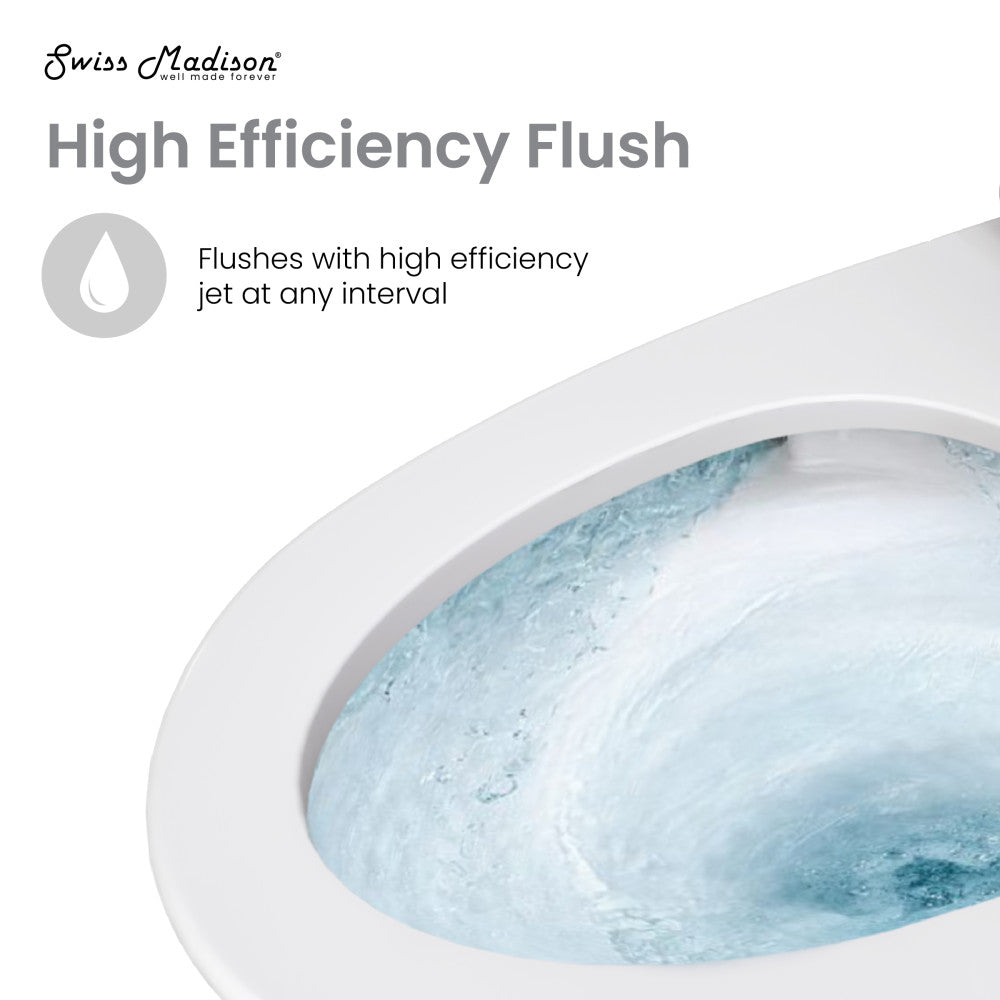 Swiss Madison Sirene Floor-Mounted Comfort Height Commercial Elongated Top Flush Spud Flushometer Toilet Bowl