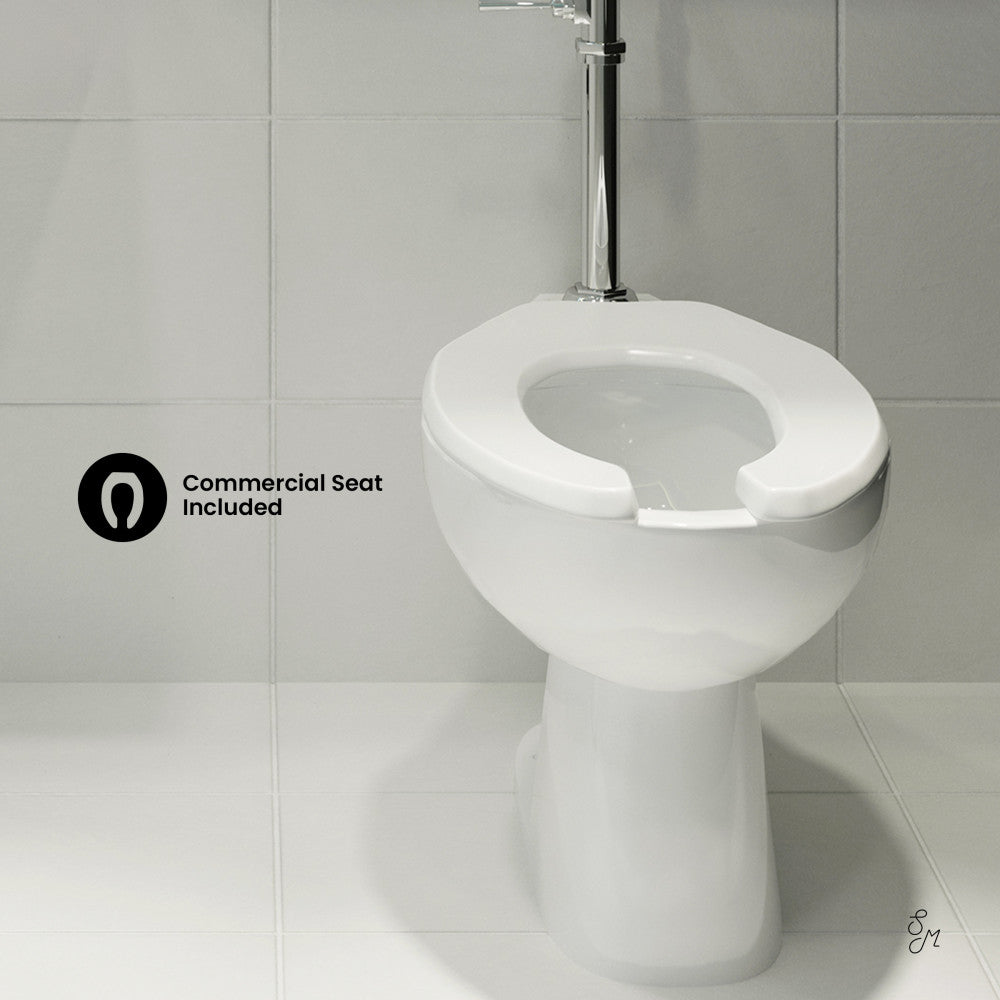 Swiss Madison Sirene Floor-Mounted Commercial Elongated Top Flush Spud Flushometer Toilet Bowl