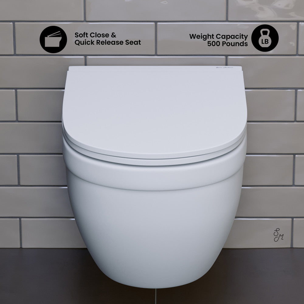 Swiss Madison Ivy Wall-Hung Elongated Toilet Bowl Only in Matte White