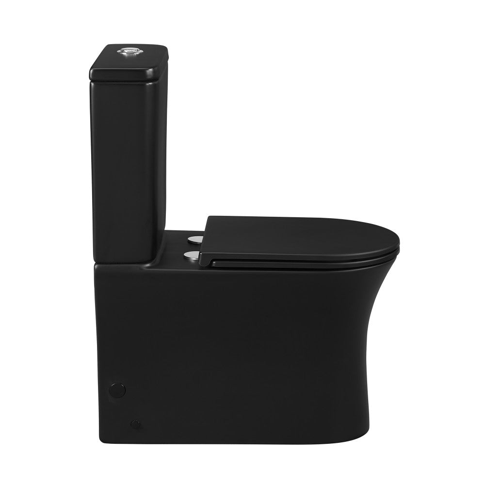 Swiss Madison Calice Two-Piece Elongated Rear Outlet Toilet Dual-Flush 0.8/1.28 gpf in Matte Black
