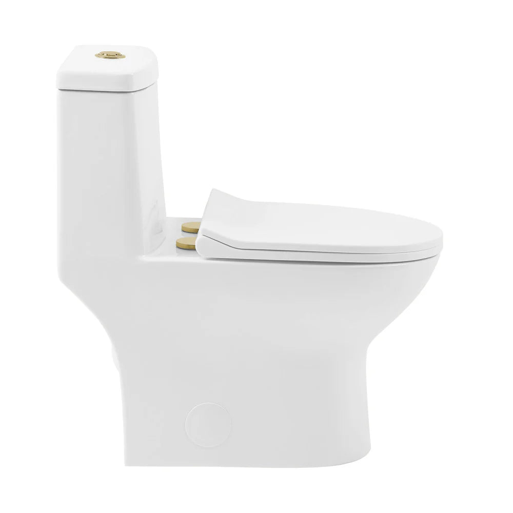 Swiss Madison Ivy One Piece Toilet Dual Vortex™ Flush, Brushed Gold Hardware 1.1/1.6 gpf