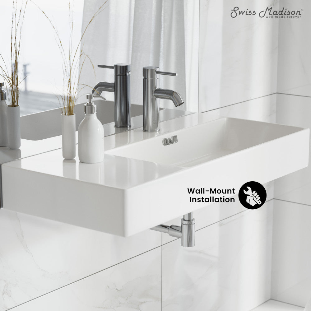 Swiss Madison St. Tropez 36" Rectangle Wall-Mounted Sink with Right Side Faucet Mount
