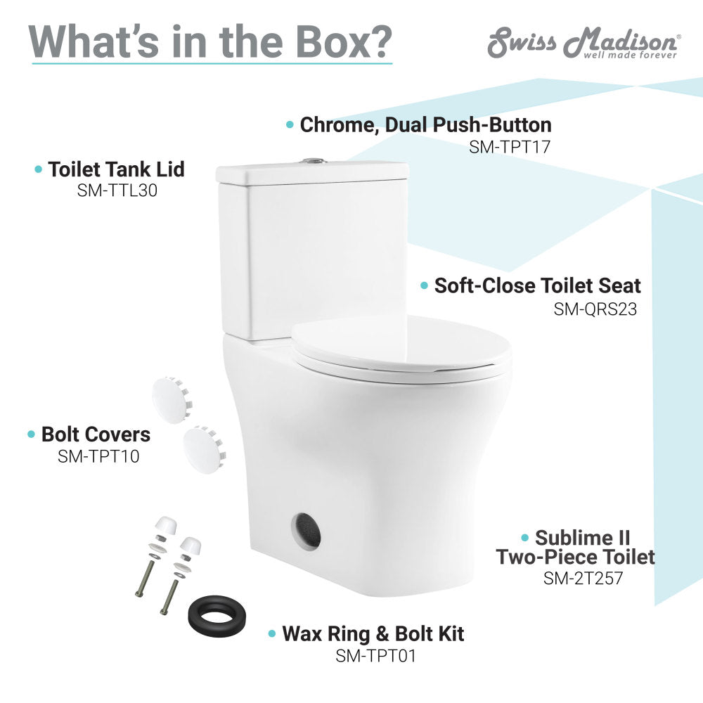 Swiss Madison Sublime II Two-Piece Round Toilet Dual-Flush 0.8/1.28 gpf