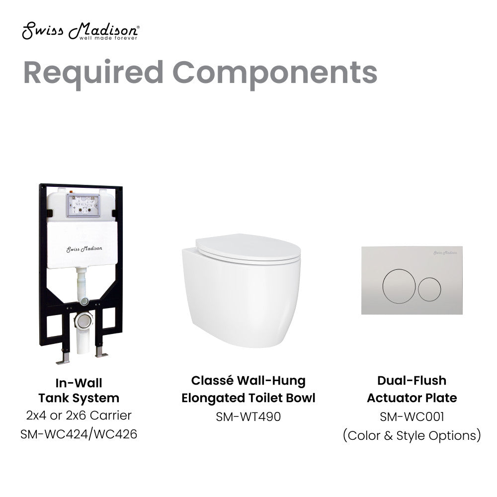 Swiss Madison Classe Wall-Hung Toilet Bowl Only in Glossy White