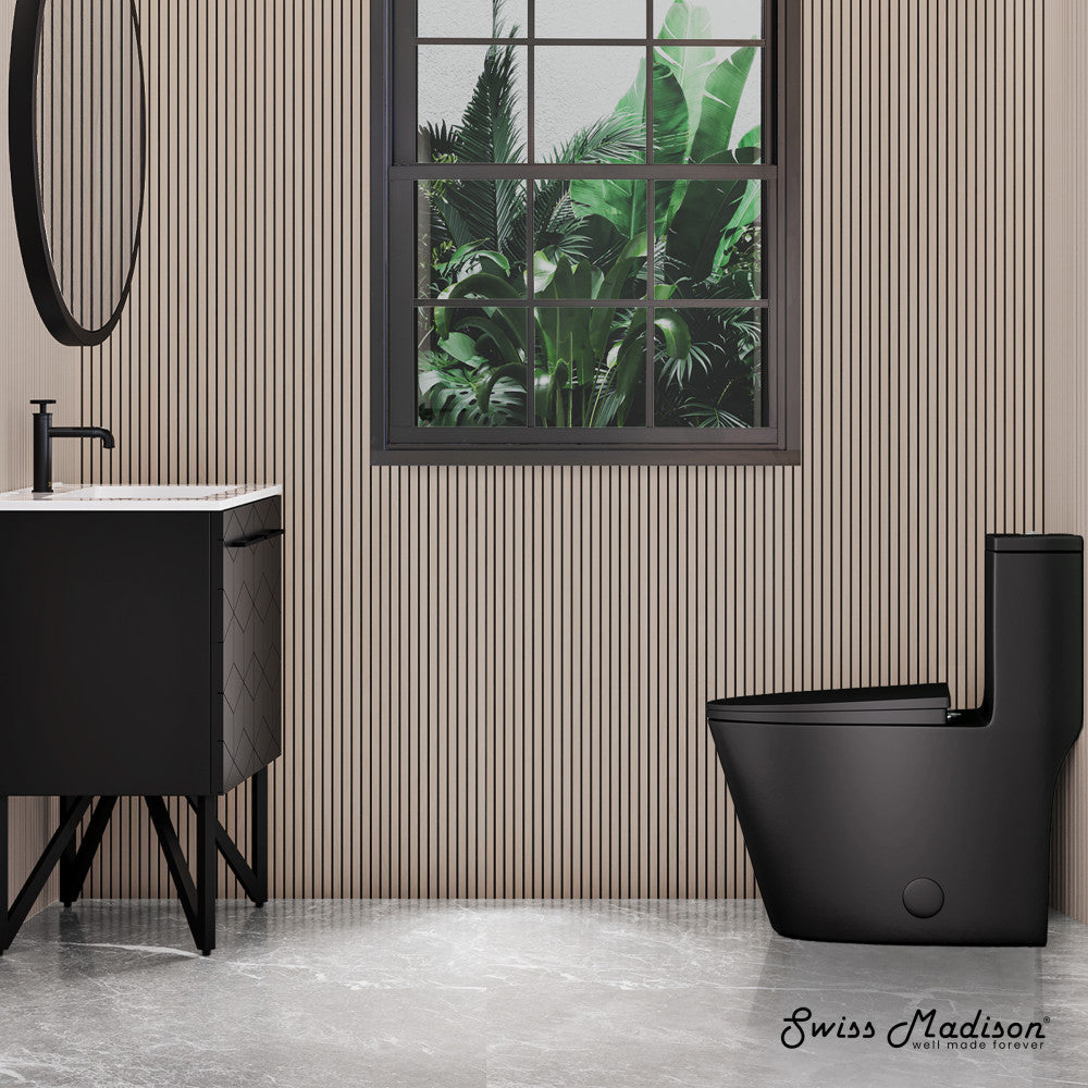 Swiss Madison Dreux One Piece Elongated Dual Flush Toilet with 0.95/1.26 GPF in Matte Black