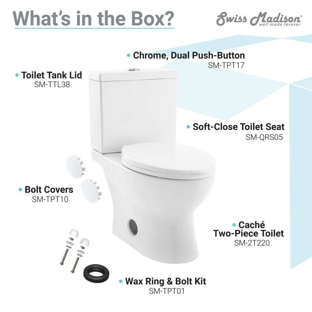 Swiss Madison Cache Two-Piece Elongated Toilet Dual-Flush 1.1/1.6 gpf