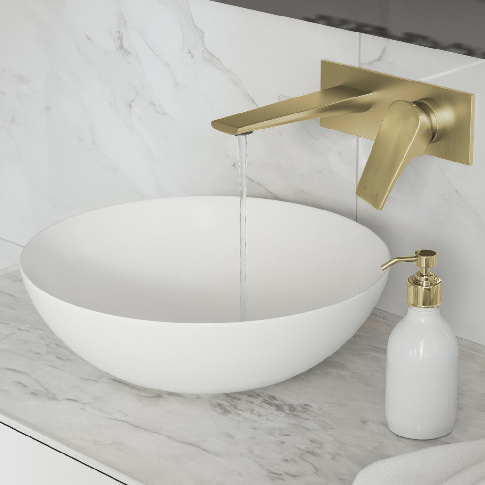 Swiss Madison Monaco Single-Handle, Wall-Mount, Bathroom Faucet in Brushed Gold
