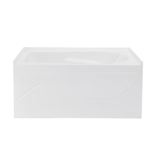 Swiss Madison Ivy 54 x 30 Skirted Left Drain Soaking Alcove Bathtub in Glossy White with Integrated Armrest