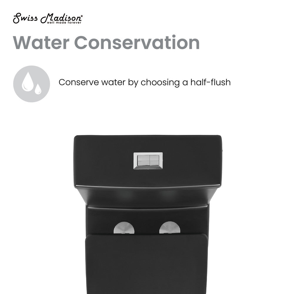 Swiss Madison Dreux One Piece Elongated Dual Flush Toilet with 0.95/1.26 GPF in Matte Black