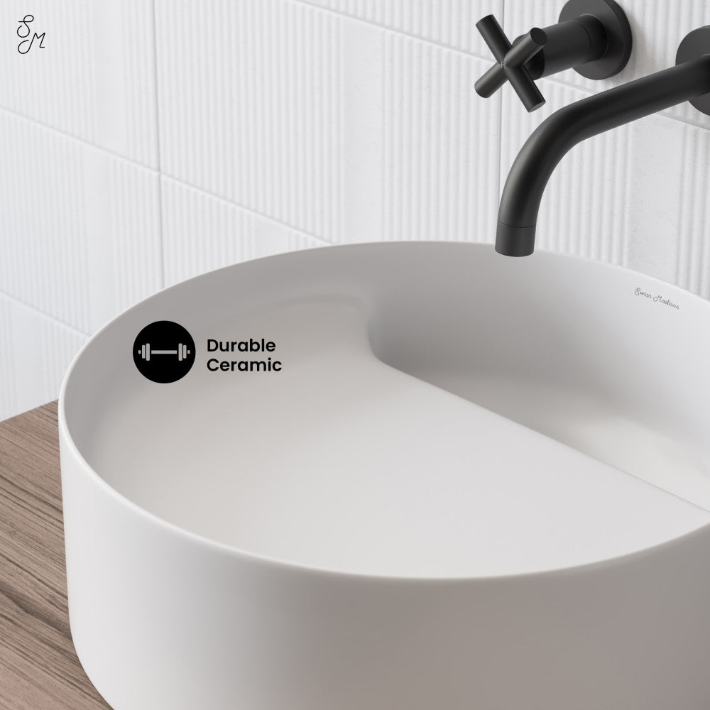 Swiss Madison Beau 16.5" Round Vessel Bathroom Sink in Matte White