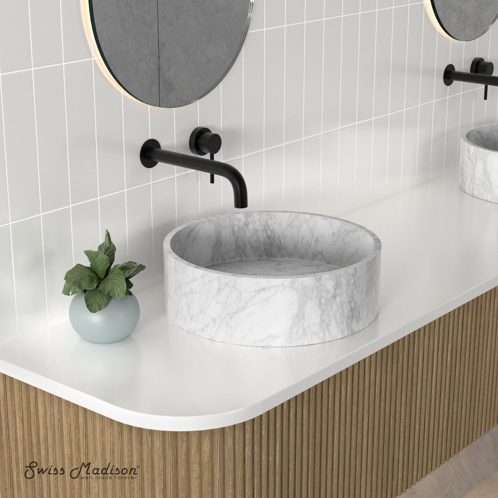 Swiss Madison Monaco 17" Round Vessel Bathroom Sink in Marbled Grey