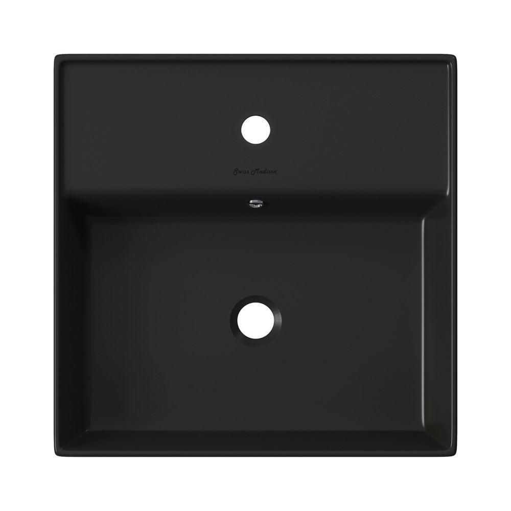 Swiss Madison Claire 15" Ceramic Wall Mount Sink in Matte Black