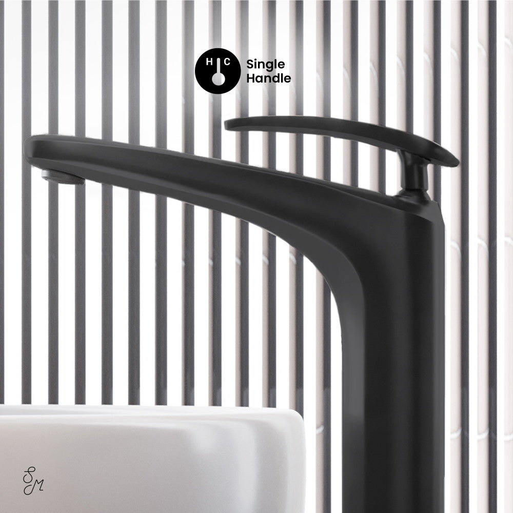 Swiss Madison Sublime Single Hole, Single-Handle, High Arc Bathroom Faucet in Matte Black